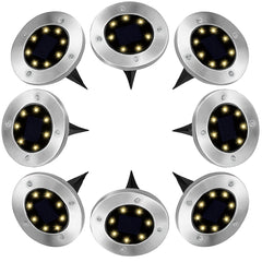 8 Pack LED Solar Pathway Lights Outdoor Solar Ground Lights (Warm White)