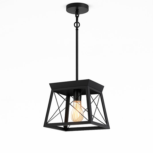Farmhouse Pendant Light Rustic Lantern Chandelier Black