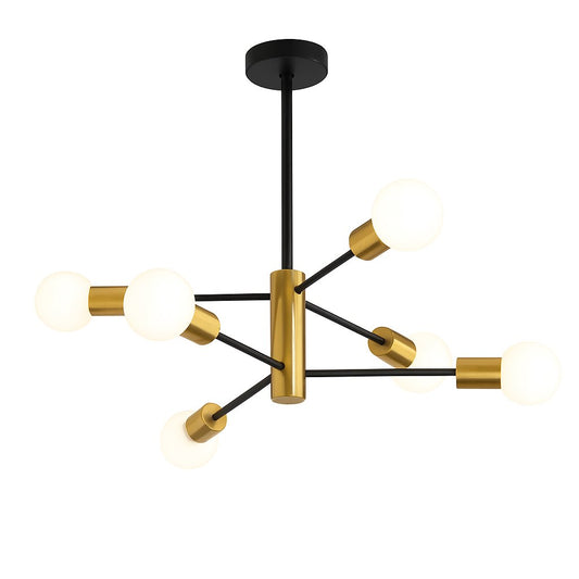 Sputnik Chandelier Modern Industrial, 6-Light , Black & Gold