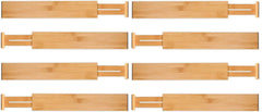 8 Pack Bamboo Adjustable Kitchen Drawer Dividers (Large, 44-55 cm)