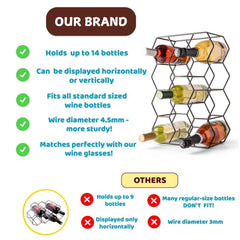 14 Bottle Freestanding Modern Metal Countertop Wine Rack Countertop
