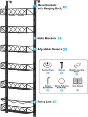 6 Tier Adjustable Baskets Over Door Pantry Organiser for Home Kitchen