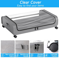 CARLA HOME XXL Under Bed Rolling Storage Containers with 50L Large Capacity and Wheels