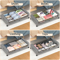 CARLA HOME XXL Under Bed Rolling Storage Containers with 50L Large Capacity and Wheels