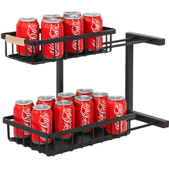 Set 2 pcs - 2-Tier Kitchen Under Sink Organiser Storage with Height Adjustable, Unique Slide Rail & Suction Cups for Storage