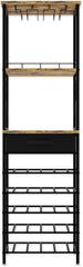 CARLA HOME Freestanding Wine Rack for 20 Bottles with Wood Countertop and Sturdy Metal Frame