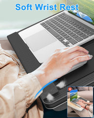 CARLA HOME Oversized Portable Lap Desk with Cushion,Mouse Pad, Tablet and Phone Holder which Fits Up to 17 Inch Laptops for Bed or Sofa (Black)