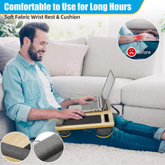 CARLA HOME Oversized Portable Lap Desk with Cushion,Mouse Pad, Tablet and Phone Holder which Fits Up to 17 Inch Laptops for Bed or Sofa (Black)