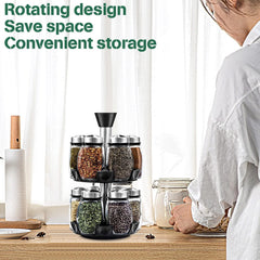 CARLA HOME Rotating Spice Rack Organizer with 12 Glass Jars for Kitchen Seasoning and Herb Storage