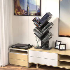 CARLA HOME 5-Tier Tree Bookshelf Storage Rack for Home Office or Bedroom (Black)