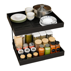 CARLA HOME Pack Pull Out Cabinet Organizer Expandable for Cabinets with Adjustable Slide Out Shelves and Easy Installation (Black)