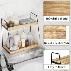 CARLA HOME 2-Tier Wooden Coffee Station Rack Organizer for Coffee Bar, Condiments, Syrups, Storage Jars & Spice Storage Shelf