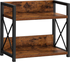 CARLA HOME 2-Tier Countertop Shelf Organizer Rustic Wood Kitchen Spice Rack for Storage, Condiments & Cabinet Organization
