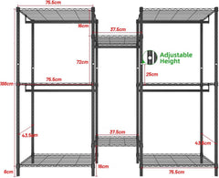 CARLA HOME Heavy Duty Clothing Garment Rack Organizer with Hanging Rods & Storage Shelves for Clothes, Shoes & Wardrobe