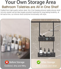 CARLA HOME Over the Door 2-tier Shower Caddy Organizer Shelf with Hooks for Bathroom