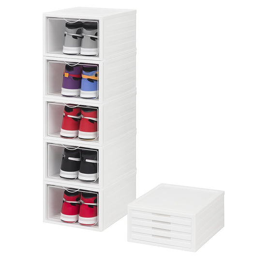 CARLA HOME 6-Tier Stackable Shoe Storage Box Organizer with Clear Door for Closet, Entryway or Cabinet
