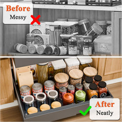 CARLA HOME 2 Pack Pull Out Cabinet Organizer Expandable for Cabinets with Adjustable Slide Out Shelves and Easy Installation (Grey)
