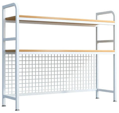CARLA HOME 2-Tier Metal Desktop Hutch Bookshelf with Grid Panel for Computer Desk and Office Countertop