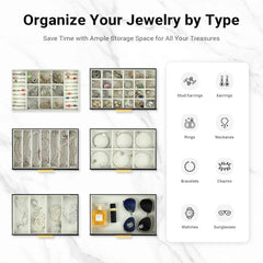 CARLA HOME 6-Layer Large Jewelry Organizer Box for Women with Mirror, Drawers, Hooks & Dividers for Rings, Necklaces, Bracelets, Ideal Gift for Women (Black)