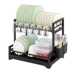 CARLA HOME Dish Drying Rack 2-Tier Kitchen Drainer with Drainboard