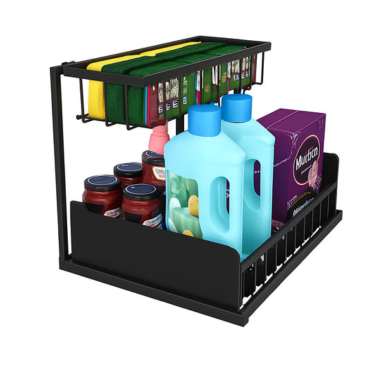 CARLA HOME 2 Tier Under Sink Organiser with Sliding Drawers for Kitchen & Bathroom