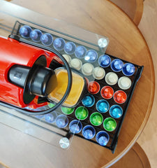 CARLA HOME 60 Coffee Pod Holder Drawer with Tempered Glass Capsule Organizer for Nespresso Pods and Sliding Drawer for Kitchen Countertop