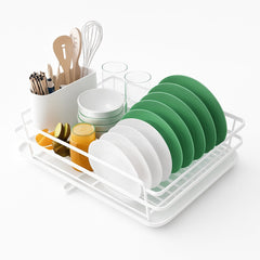 CARLA HOME Dish Drying Rack for Kitchen Counter with Removable Drip Tray, Utensil Holder and Cutlery Organizer