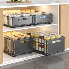 CARLA HOME 2 Pack Pullout Cabinet Kitchen Organizer Drawers with No-Drilling and Adhesive Design for Pantry & Cabinets