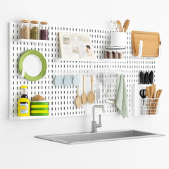 CARLA HOME Pegboard Wall Organizer Kit with 6 Modular Pegboards & 21 Accessories for Kitchen, Office, Gaming & Craft Storage