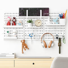 CARLA HOME Pegboard Wall Organizer Kit with 3 Modular Panels & 17 Accessories for Office, Gaming & Craft Storage