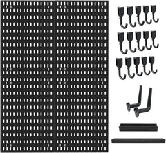 CARLA HOME Pegboard Wall Organizer Kit with 4 Modular Black Pegboards & 19 Accessories for Gaming, Office & Craft Storage (Black)