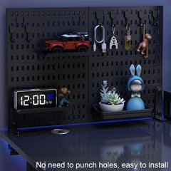 CARLA HOME Desk Pegboard Organizer Kit with Hooks, Tray & Mount Ideal for Office, Gaming Setup & Home Workspace Organization (Black)