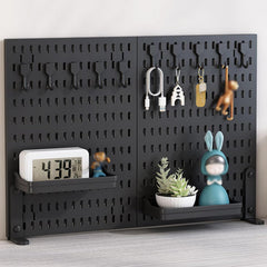 CARLA HOME 2 Pack Desk Pegboard Organizer Kit with Hooks, Tray & Mount Ideal for Office, Gaming Setup & Home Workspace Organization (Black)