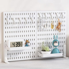 CARLA HOME 2 Pack Desk Pegboard Organizer Kit with Hooks, Tray & Mount Ideal for Office, Gaming Setup & Home Workspace Organization (White)