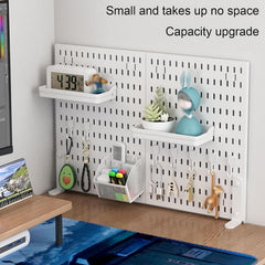 CARLA HOME 2 Pack Desk Pegboard Organizer Kit with Hooks, Tray & Mount Ideal for Office, Gaming Setup & Home Workspace Organization (White)