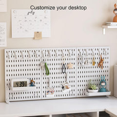 CARLA HOME 2 Pack Desk Pegboard Organizer Kit with Hooks, Tray & Mount Ideal for Office, Gaming Setup & Home Workspace Organization (White)