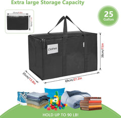 CARLA HOME 6-Pack Large Moving Storage Bags with Zippers & Handles with 95 Liters Capacity for Space Saving, Travel, Camping & Organization (Black)