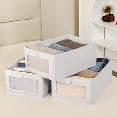 CARLA HOME 6 Pack Closet Storage Bins with Clear Window for Shelves, Clothes, Toys, Wardrobe & Bedroom Organization