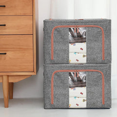 CARLA HOME 3 pack Large Clothes Storage Bins with Lids for Clothing, Bedding, Blankets, Toys (66L capacity - Grey)