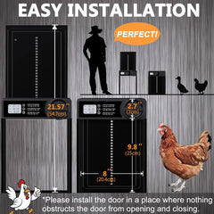 CARLA HOME Automatic Chicken Coop Door Opener with Timer Control, Anti-Pinch Protection, LCD Display & Battery Powered for Backyard Chickens