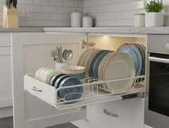CARLA HOME Pull Out Dish Rack for Kitchen Cabinet with Slide Out Drawer Organizer for Plates, Bowls & Utensils