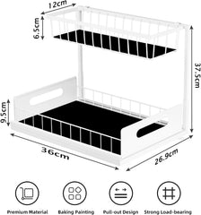 CARLA HOME 2 Tier Under Sink Organiser with Sliding Drawers for Kitchen & Bathroom