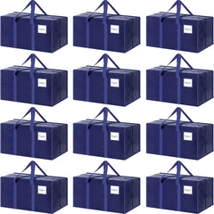 CARLA HOME 12-Pack Large Moving Storage Bags with Zippers & Handles with 95 Liters Capacity for Space Saving, Travel, Camping & Organization (Blue)
