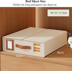 CARLA HOME Bed Sheet Organizer Set of 8 with Handle & Window for Covers, Pillowcases, Blankets, Clothes & Sheets (Beige)