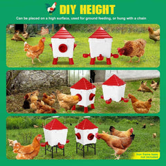 CARLA HOME Chicken Feeder Waterer Set, Automatic Gravity Dispenser with 8KG Food & 8L Water Capacity, 4 Ports & Cups, Clean Poultry Feeding for Coop, Duck, Quail, Hen