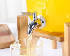 CARLA HOME 5L Glass Drink Dispenser with Metal Stand, Wide Mouth Beverage Jar & Stainless Steel Tap for Lemonade, Iced Tea, Water & Fruit-Infused Drinks