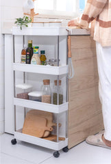 CARLA HOME Slim Storage Cart Organizer Trolley with Wheels for Kitchen, Bathroom, Laundry & Narrow Spaces (4 tier)