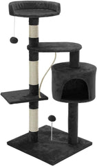 CARLA HOME 140cm Cat Tree for Indoor Cats with Plush Perch, Sisal Scratching Posts & Condo for Kittens & Adult Cats (Dark Grey)