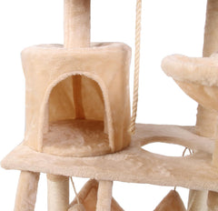 CARLA HOME 141cm Cat Tree Tower for Indoor Cats with Plush Perch, Ladder, Sisal Scratching Posts, Hammock & Condo for Kittens & Adult Cats (Beige)