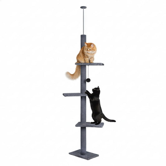 CARLA HOME Floor to Ceiling Cat Tree Tower with Adjustable Height 230-286cm for Indoor Cats (Grey)